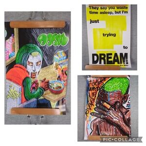 🎄 3/$35 Various Musicians Pastel Like Drawing/ Quote Theme Posters